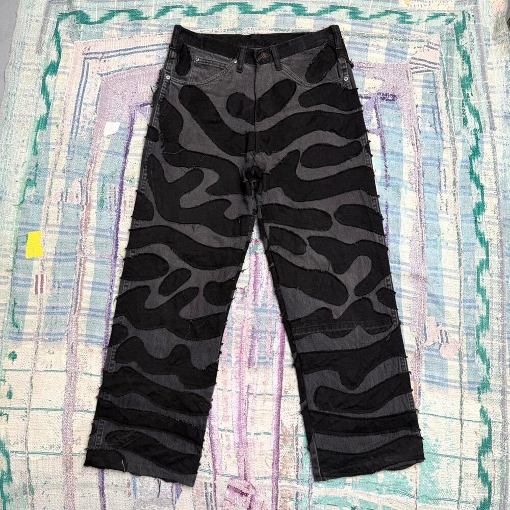 Custom upcycled patchwork straight leg size 32x30.5